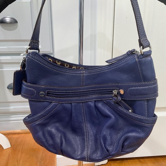 Tignanello Handbags - Tignanella Purple Leather Shoulder Purse and Matching Key Fob, NWOT